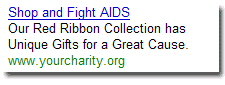 停止並打擊愛滋病 (AIDS) 您可以在 www.yourcharity.org 中找到包含獨特禮品的「紅絲帶系列商品」。