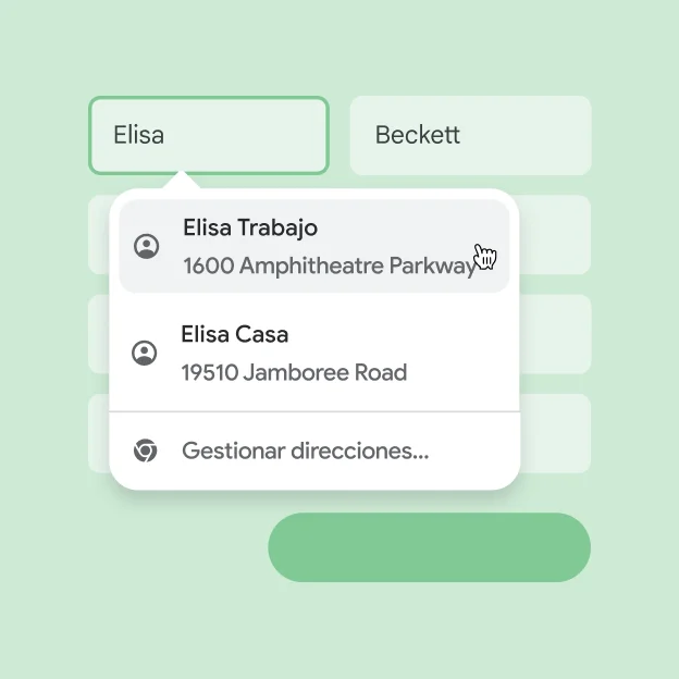 Un usuario introduce su nombre y dirección al instante en un formulario mediante Autocompletar.